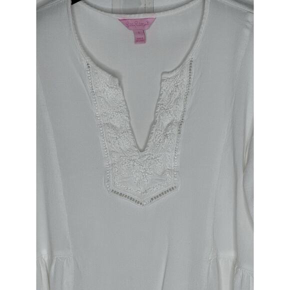 Lilly Pulitzer Womens Lyndsea Tunic Small Resort Embroidery Preppy White - Picture 4 of 10